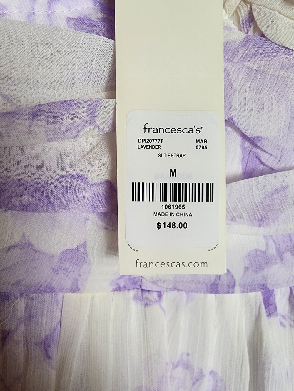 Francesca's Lavender Floral Tie Strap Maxi Dress NWT Medium Cottagecore - Picture 8 of 12